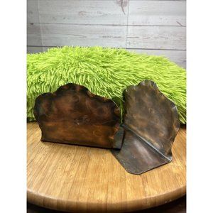 Hand Wrought copper seashell bookends polished By Rochester Metal Craftsmen